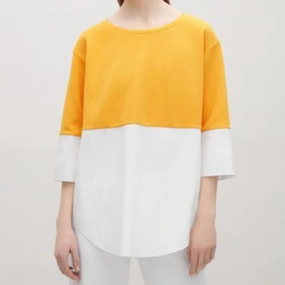 Yellow and White Colorblock Women’s Top